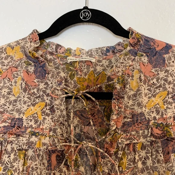 Ulla Johnson Remy Puff Sleeve Floral Blouse Womens 8 Cotton Blend Ivory Boho - Picture 4 of 16